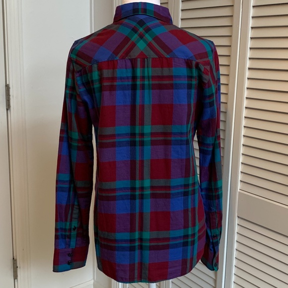 J.Crew Cotton Flannel Jewel Tone Plaid Button Down Shirt size 6 - Picture 2 of 8